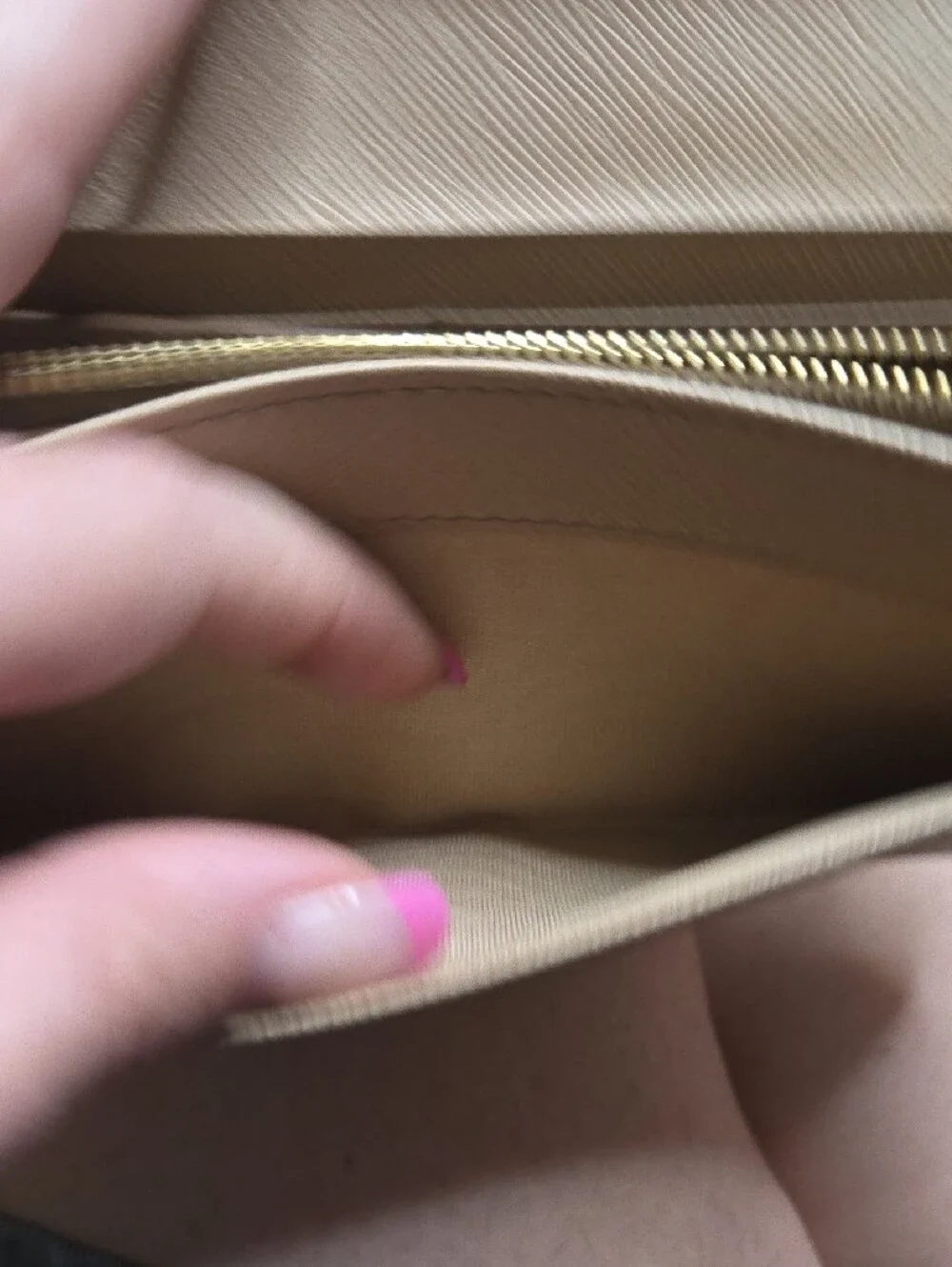 Prada Beige Saffiano Fiocco  Bow-Accent Wallet with Gold Plaque